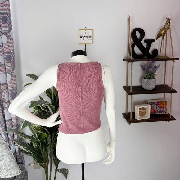 Madewell Texture & Thread Rose Pink Ribbed Tie Tank Top - Picture 5 of 5